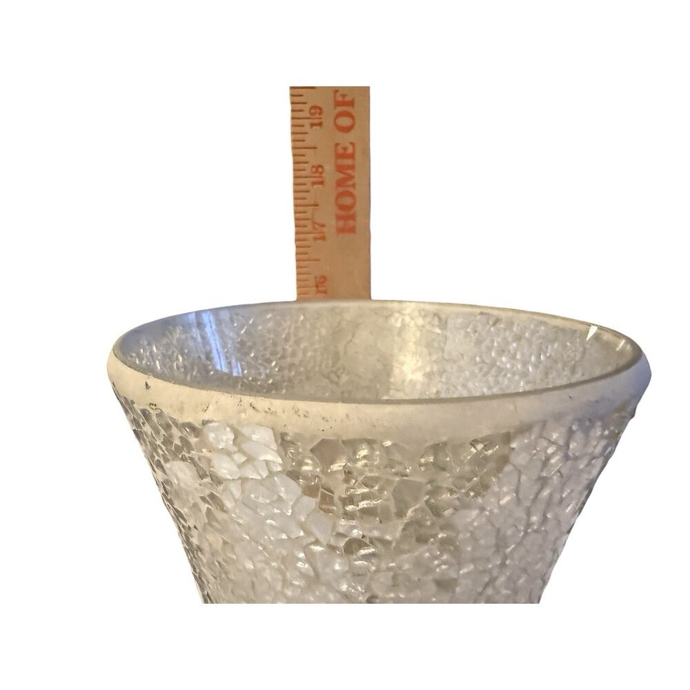 Pier 1 Imports Mosaic Vase 16” Crackled Reflective Glass Vase Aqua White Silver - Picture 9 of 9